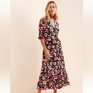 Anthropologie Velvet Print Midi Dress